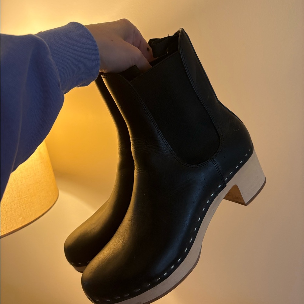 Loeffler Randall Black Leather Clog Boots